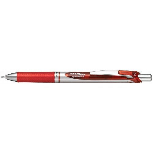 ぺんてる Pentel ノック式エナージェル1.0 BL80?B シルバー軸 赤インキ（10セット）