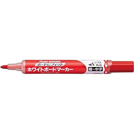 ぺんてる Pentel ホワイトボードマーカーノックル ソフト細丸芯 赤（10セット）