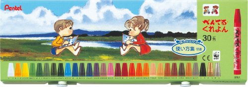 ぺんてる Pentel クレヨン 使い方集付き PTCR-30 30色（10セット）