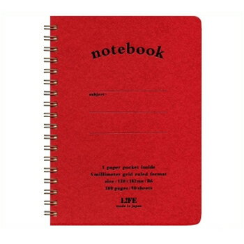 ライフ ノートＢ６赤 N191C　4990168050589（3セット）