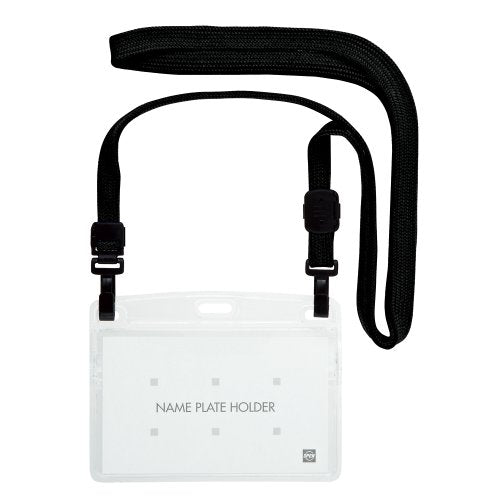 オープン 吊り下げ名札 ダブルフック式 ソフトヨコ名刺 黒 NL-1P-BK（10セット）