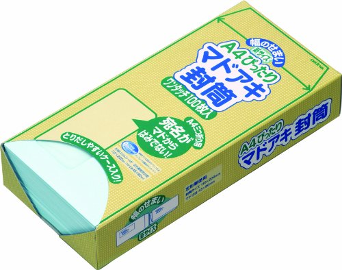 オキナ A4ぴったりマドアキ封筒 ブルー WT30BU 100枚入（10セット）