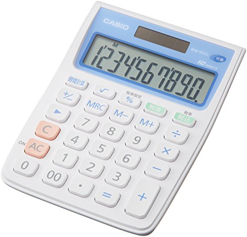 カシオ 抗菌電卓 ミニジャストタイプ 10桁 MW-102CL-N（10セット）