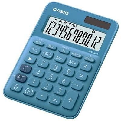 カシオ 電卓 12桁 （レイクブルー）CASIO カラフル電卓 ミニジャストタイプ MW-C20C-BU（10セット）