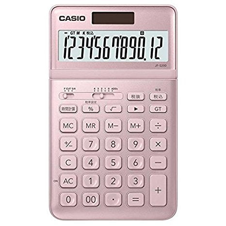 カシオ 電卓 12桁 （ライトピンク）CASIO スタイリッシュ電卓 ジャストタイプ JF-S200-PK（10セット）