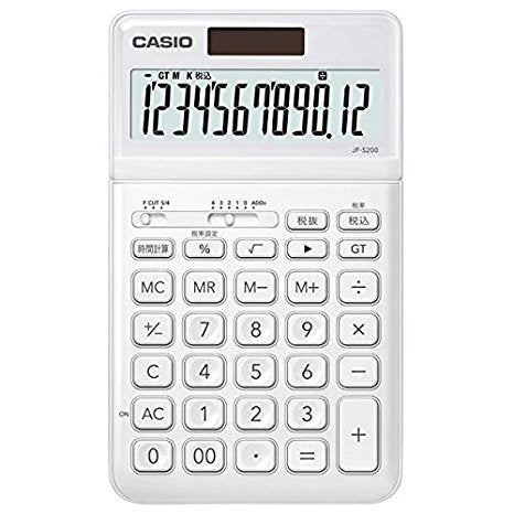 カシオ 電卓 12桁 （ホワイト）CASIO スタイリッシュ電卓 ジャストタイプ JF-S200-WE（10セット）