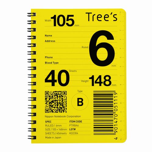 日本ノートキョクトウ ＴＲＥＥＳＷリングノートＡ６Ｂケイ PTRBA6　4901470051119（5セット）