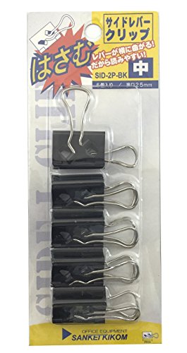 サンケーキコム サイドレバークリップ 中 5個 挟口25mm SID-2P-BK 黒（10セット）