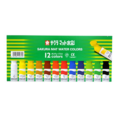 サクラクレパス 絵の具 マット水彩 ポリチューブ 12色 MW12PE（10セット）