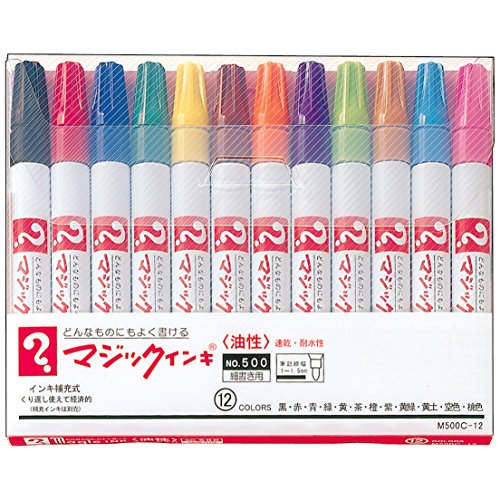 マジックインキ 油性ペン 細字 12色 M500C-12（10セット）