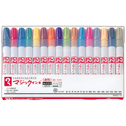 マジックインキ 油性ペン 細字 16色 M500C-16（10セット）