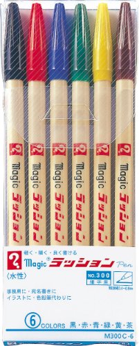 マジック 水性ペン ラッションペン 細字 6色 M300C-6（10セット）
