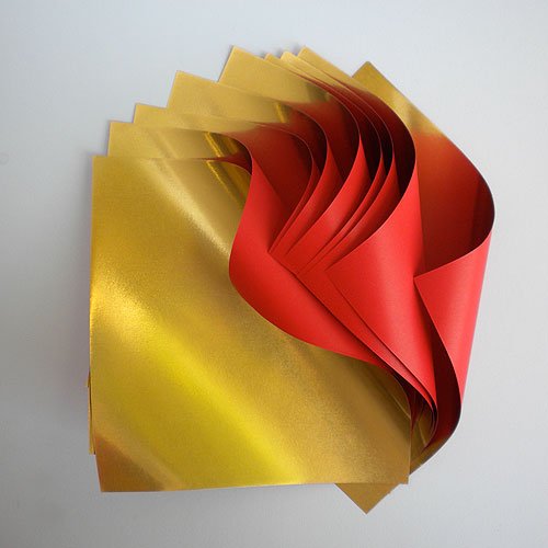 豪華金箔調折紙 15cm 赤／金 10枚入 8101（10セット）