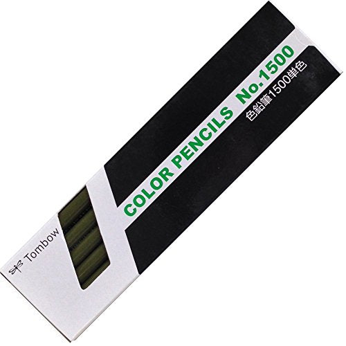 トンボ鉛筆 色鉛筆 1500単色 1500-09 松葉色 1ダース（10セット）
