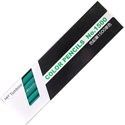 トンボ鉛筆 色鉛筆 1500単色 1500-12 青緑 1ダース（10セット）