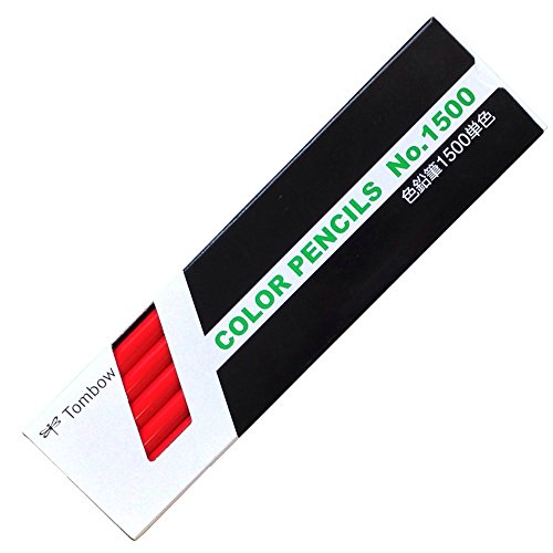 トンボ鉛筆 色鉛筆 1500単色 1500-25 赤 1ダース（10セット）