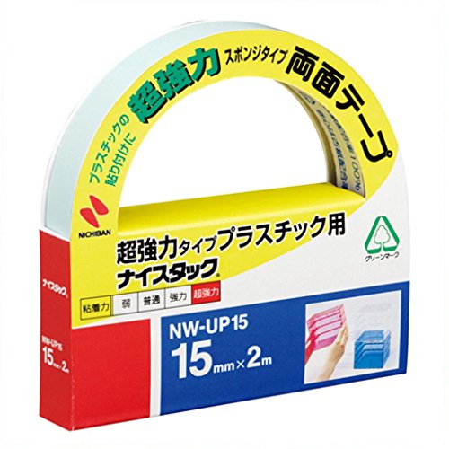 Fita dupla face Nichiban para plástico tipo super forte Nicetack 15mm NW-UP15 Nichiban 4987167054915 (10 conjuntos)