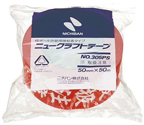 ニチバン 段ボール包装用 ニュークラフトテープ (取扱注意) 50mm No.305PS ニチバン 4987167011703（10セット）
