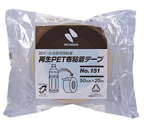 ニチバン 段ボール包装用 再生PET布粘着テープ 50mm No.151 ニチバン 4987167044619（10セット）