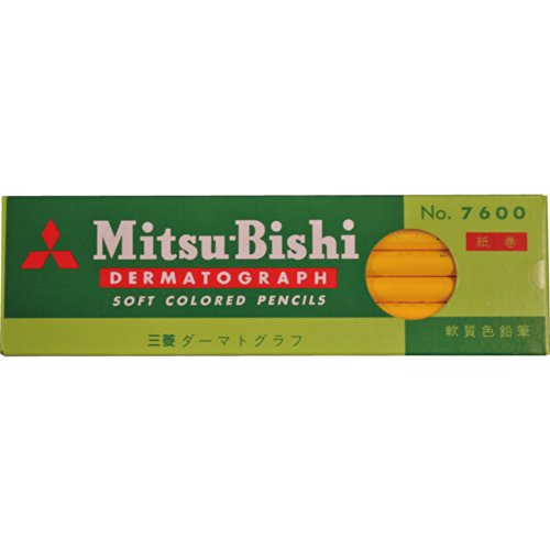 ダーマト鉛筆 k7600.2 黄   三菱鉛筆 4902778005569（10セット）