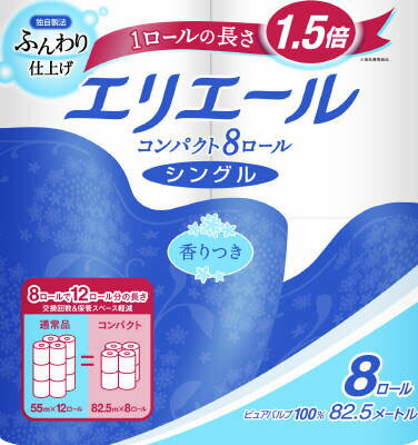 大王製紙 エリエールトイレットティシューＣシングル 82.5MX8ﾛ-ﾙ　4902011822830