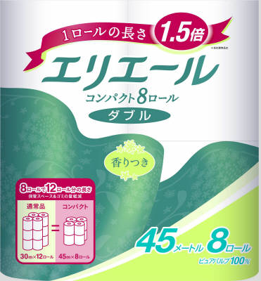 大王製紙 エリエールトイレットティシューＣダブル 45MX8ﾛﾙ 4902011720181（10セット）