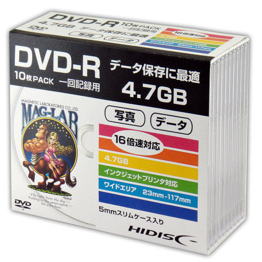ハイディスク データ用DVD-R 4.7GB 16倍速 5mmスリムケース HDDR47JNP10SC(10枚入) 磁気研究所 4984279120590（10セット）