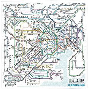 東京カート 鉄道路線図ハンカチ 首都圏 日本語 東京カートグラフィック 4562339392264（10セット）