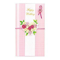 ペーパークラフト金封 結婚祝 ハートブーケ柄 ピンク デザインフィル 4902805251549（10セット）