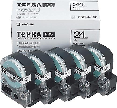キングジム テープカートリッジ テプラPRO 24mm 5個 SS24K-5P 白（10セット）