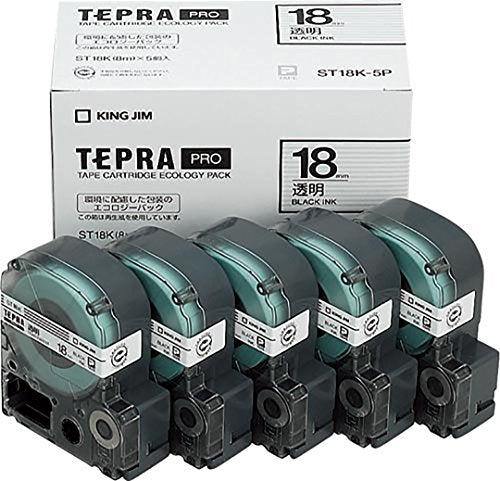 キングジム テープカートリッジ テプラPRO 18mm 5個 ST18K-5P 透明（10セット）