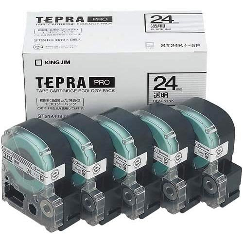 キングジム テープカートリッジ テプラPRO ST24K-5P 24mm 5個 透明（10セット）