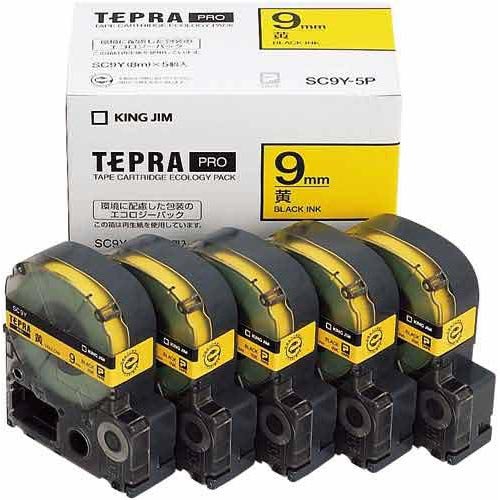 キングジム テープカートリッジ テプラPRO SC9Y-5P 9mm 5個 黄（10セット）