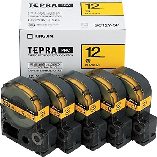 キングジム テープカートリッジ テプラPRO SC12Y-5P 12mm 5個 カラーラベル（10セット）