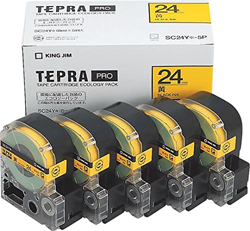 キングジム テープカートリッジ テプラPRO SC24Y-5P 24mm エコパック5個 黄（10セット）