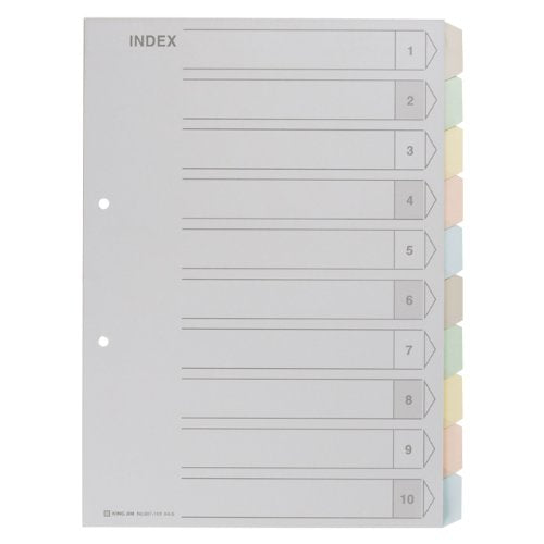 キングジム カラーインデックスA4 10山タイプ 907-10Y（10セット）