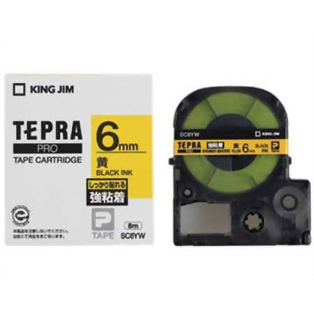 キングジム テープカートリッジ テプラPRO SC6YW 強粘着 6mm 黄（10セット）