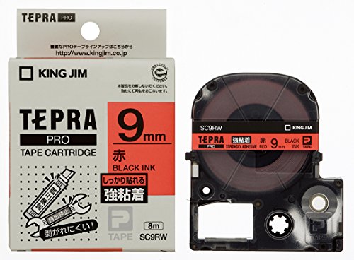 キングジム テープカートリッジ テプラPRO 強粘着 9mm SC9RW 赤（10セット）