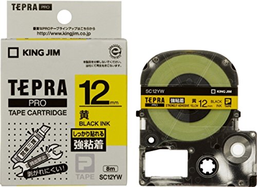 キングジム テープカートリッジ テプラPRO 強粘着 12mm SC12YW 黄（10セット）