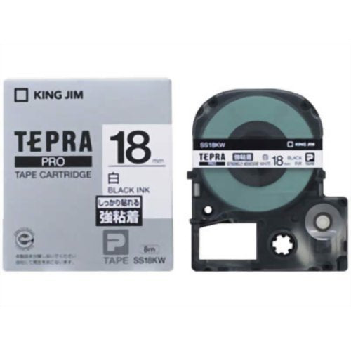 キングジム テプラＰＲＯテープ ＳＳ１８ＫＷ（強粘着ラベル 白／黒文字 １８ｍｍ幅）（10セット）