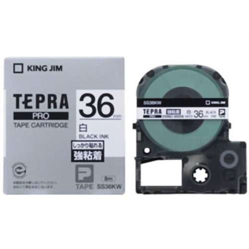 キングジム テープカートリッジ テプラPRO 強粘着 36mm SS36KW 白（10セット）