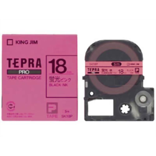 キングジム テープカートリッジ テプラPRO 18mm SK18P 蛍光ピンク（10セット）
