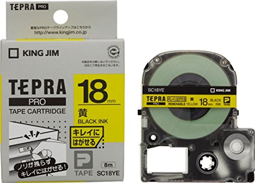 キングジム テープカートリッジ テプラPRO SC18YE 18mm 黄（10セット）