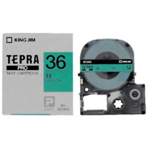 キングジム テプラＰＲＯテープ ＳＣ３６Ｇ（緑／黒文字 ３６ｍｍ幅）（10セット）