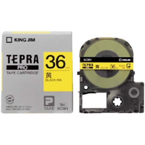 キングジム テープカートリッジ テプラPRO 36mm SC36Y 黄（10セット）