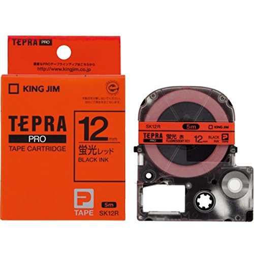 キングジム テープカートリッジ テプラPRO SK12R 12mm 蛍光 レッドラベル（10セット）
