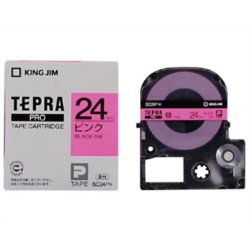 キングジム テプラPROテープ SC24P（ピンク/黒文字 24mm幅）（10セット）