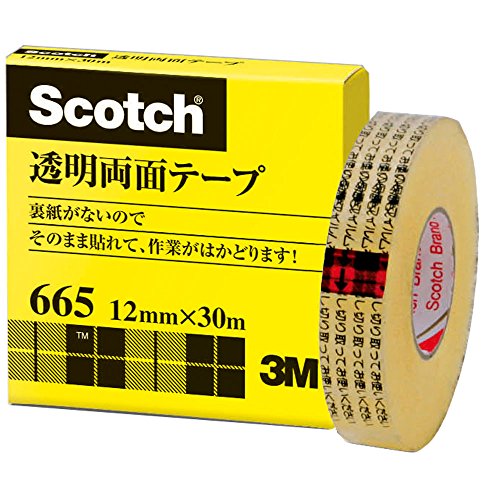 3M スコッチ 透明両面テープ 12mm×30m ライナーなし 紙箱入り 665-1-12（10セット）