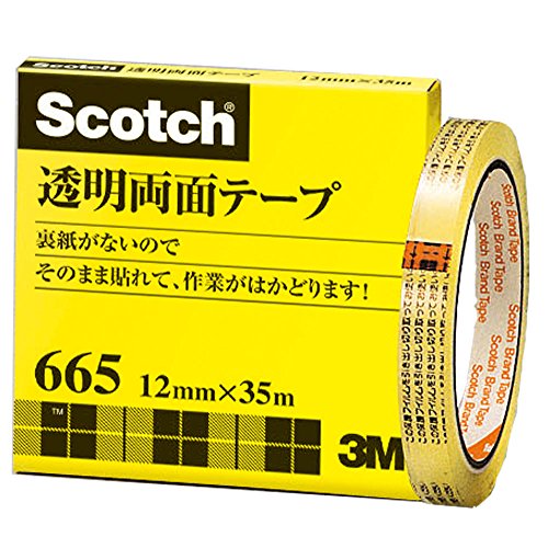 3M スコッチ 透明両面テープ 12mm×35m ライナーなし 紙箱入り 665-3-12（10セット）