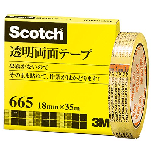 3M スコッチ 透明両面テープ 18mm×35m ライナーなし 紙箱入り 665-3-18（10セット）